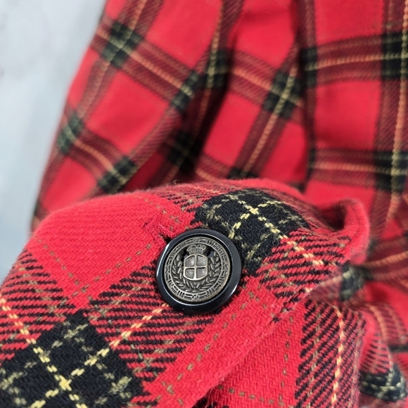 Vintage Blazer Womens Large Red Plaid 1 Button Wool Academia Scotch 90s Y2K 12 - Picture 8 of 11